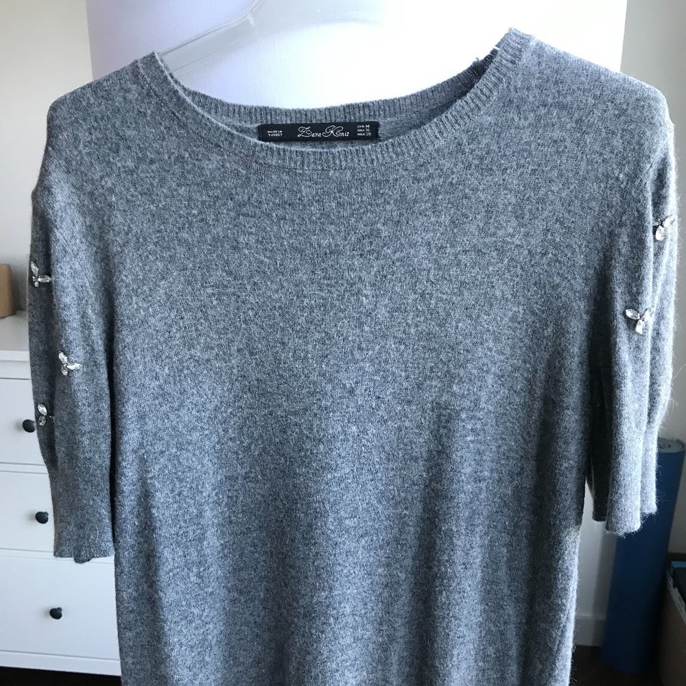 Grey Zara Knit with Embellished Sleeves